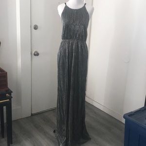 ☠️SOLD☠️ Soieblu shiny silver maxi dress/ gown